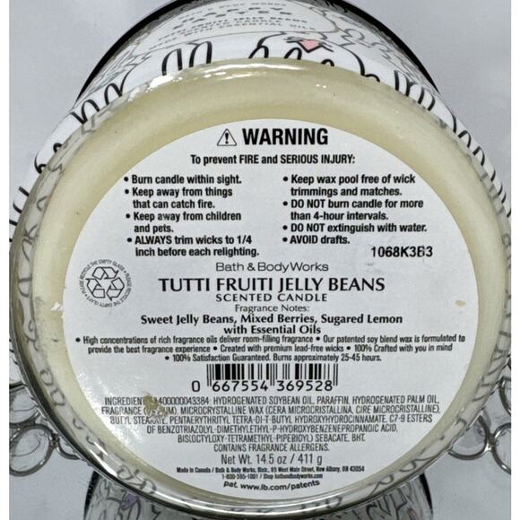 Bath & Body Works HAPPY EASTER TUTTI FRUITI JELLY BEANS 3 Wick Candle NEW - Picture 4 of 4